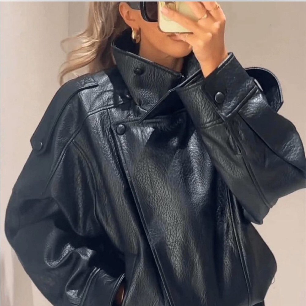 Zara Black Leather Jacket for Women